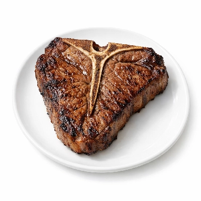Beef short loin t-bone steak separable lean only trimmed to 0" fat all grades cooked broiled