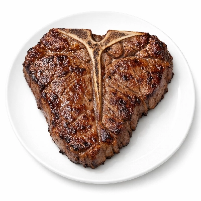 Beef short loin t-bone steak separable lean only trimmed to 0" fat usda select cooked broiled