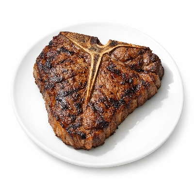 Beef short loin t-bone steak separable lean only trimmed to 1/4" fat usda choice cooked broiled