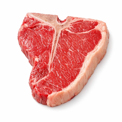 Beef short loin t-bone steak separable lean only trimmed to 1/4" fat usda choice raw