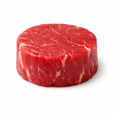 Beef short loin tenderloin separable lean and fat trimmed to 1/2" prime raw filet mignon medallions