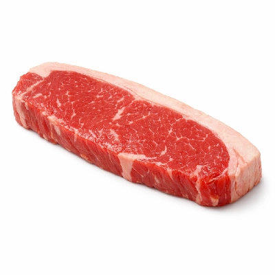 Beef short loin top separable lean and fat trimmed to 1/4" all grades raw kansas city strip new york club steak