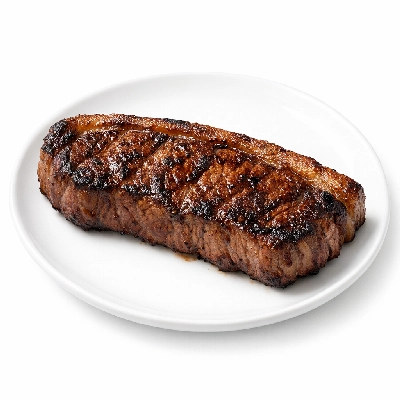 Beef short loin top separable lean and fat trimmed to 1/8" select cooked broiled kansas city strip new york club steak