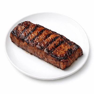 Beef short loin top separable lean only trimmed to 0" fat select cooked broiled kansas city strip new york club steak