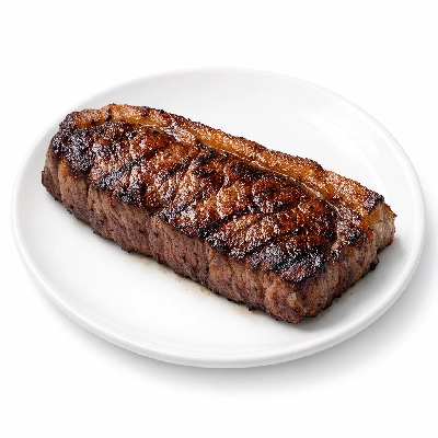 Beef short loin top separable lean and fat trimmed to 0" all grades cooked broiled kansas city strip new york club steak