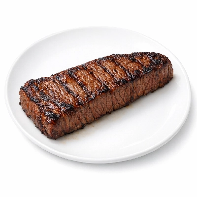 Beef short loin top separable lean only trimmed to 0" fat choice cooked broiled kansas city strip new york club steak