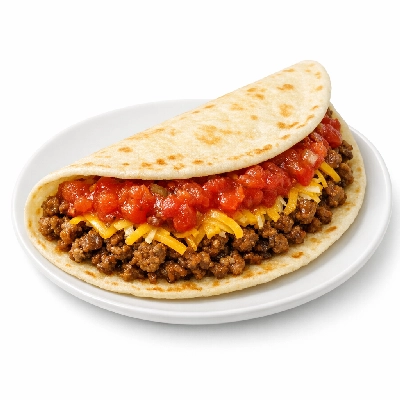 Beef taco with cheese and salsa