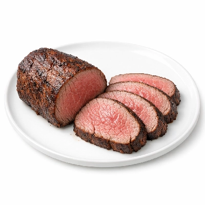 Beef tenderloin boneless lean meat only cooked roasted