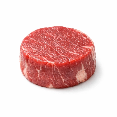 Beef tenderloin separable lean and fat trimmed to 1/4" prime raw filet mignon medallions