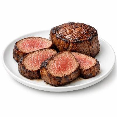 Beef tenderloin separable lean and fat trimmed to 1/8" all grades cooked roasted filet mignon medallions