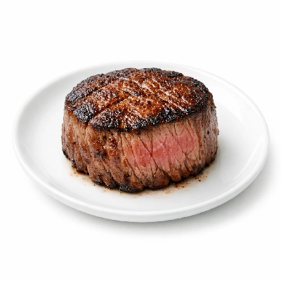 Beef tenderloin separable lean and fat trimmed to 1/8" select cooked broiled filet mignon medallions