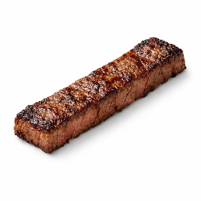 Beef top sirloin separable lean and fat trimmed to 1/4" choice cooked pan-fried steak strip