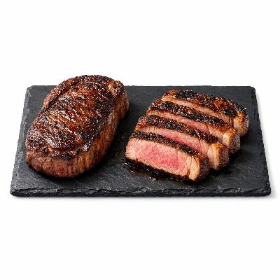 Beef top sirloin separable lean and fat trimmed to 1/8" choice cooked broiled steak strip