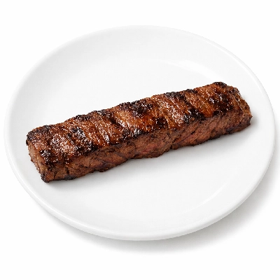 Beef top sirloin separable lean only trimmed to 0" fat all grades cooked broiled steak strip
