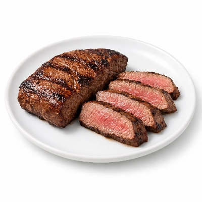 Beef top sirloin separable lean and fat trimmed to 0" all grades cooked broiled steak strip