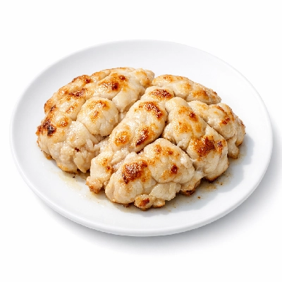 Beef variety meats and by-products brain cooked pan-fried