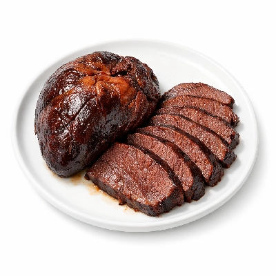 Beef variety meats and by-products heart cooked simmered