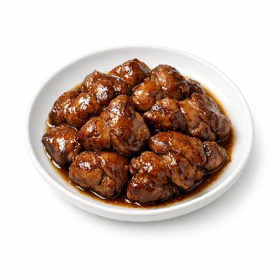 Beef variety meats and by-products thymus cooked braised