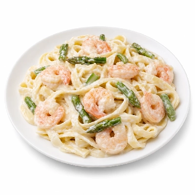 Bertucci's Catering Pasta Fettucine Alfredo W Shrimp & Asparagus
