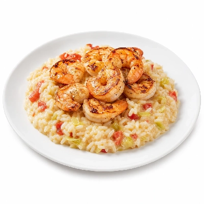Bertucci's Main Entree Grilled Shrimp with Tomato and Leek Risotto