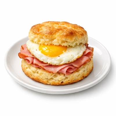 Biscuit with egg and ham