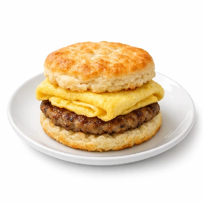 Biscuit with egg and sausage