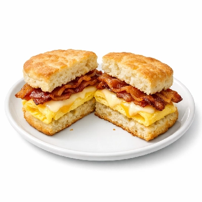 Biscuit with egg cheese and bacon