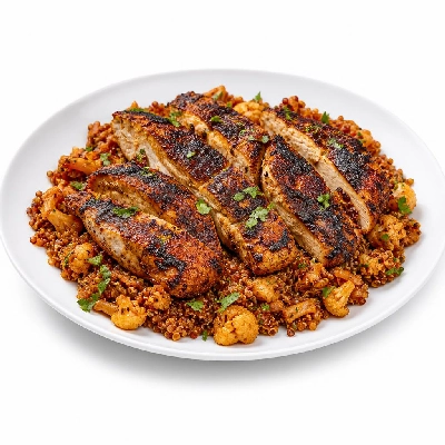 BJ's Restaurant & Brewhouse Barbacoa Cauliflower and Quinoa Power Bowl with Blackened Chicken