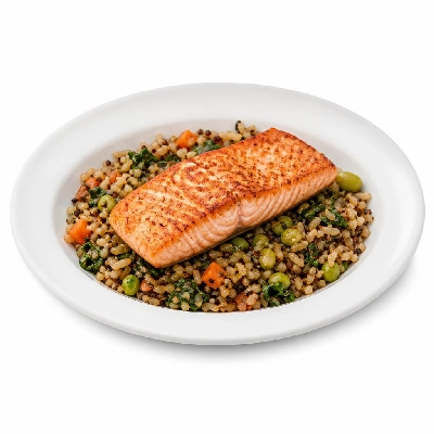 BJ's Restaurant & Brewhouse Brewhouse Bowl with Salmon