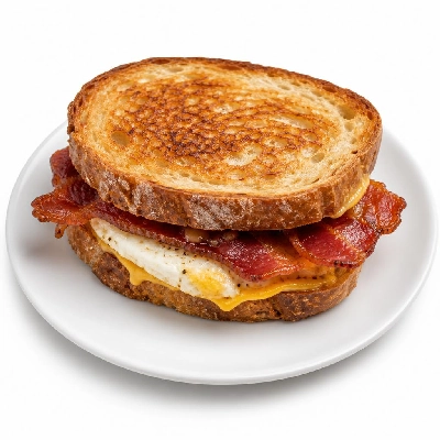 BJ's Restaurant & Brewhouse Brunch Classic Breakfast Sandwich with Bacon Toasted Sourdough Bread