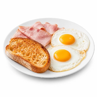 BJ's Restaurant & Brewhouse Brunch Two Eggs Any Style with Ham Sourdough Toast