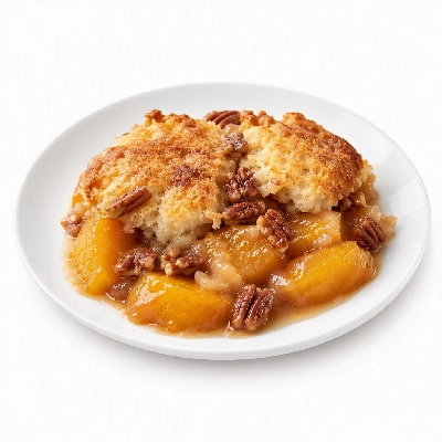 BJ's Restaurant & Brewhouse Desserts Peach and Candied Pecan Cobbler