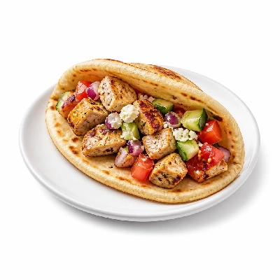 BJ's Restaurant & Brewhouse Enlightened Entrees Mediterranean Chicken Pita Tacos