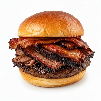BJ's Restaurant & Brewhouse Hickory Brisket and Bacon Burger