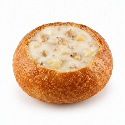 BJ's Restaurant & Brewhouse Housemade Soups Clam Chowder in Bread Bowl