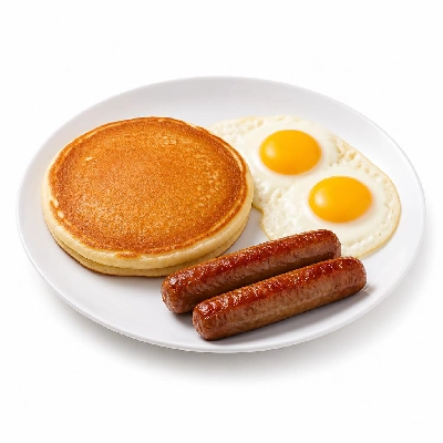 Black Bear Diner Breakfast Bear's Choice Pancake and Eggs with Sausage Links