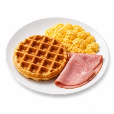 Black Bear Diner Breakfast Bear's Choice Waffle and Eggs with Ham