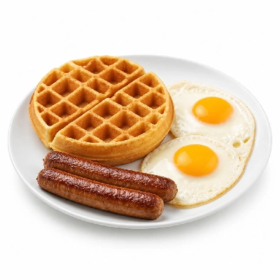 Black Bear Diner Breakfast Bear's Choice Waffle and Eggs with Sausage Links