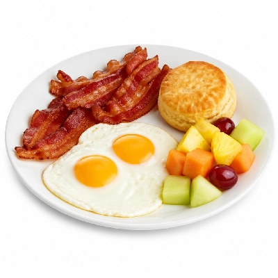 Black Bear Diner Breakfast Black Bear Standards Bacon & Eggs Fruit Biscuit