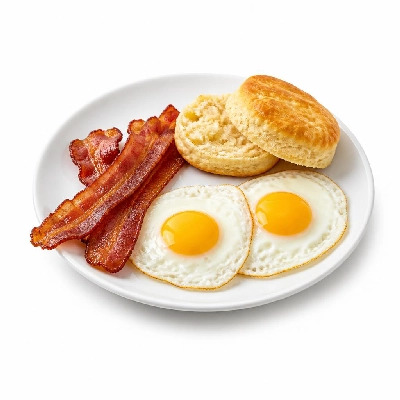 Black Bear Diner Breakfast Black Bear Standards Bacon & Eggs with Hash Browns and Biscuit