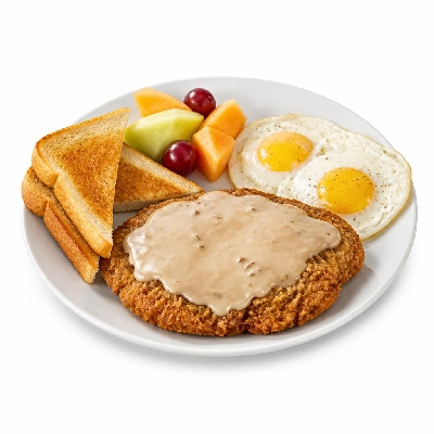 Black Bear Diner Breakfast Black Bear Standards Chicken Fried Steak & Eggs with Fruit and Toast