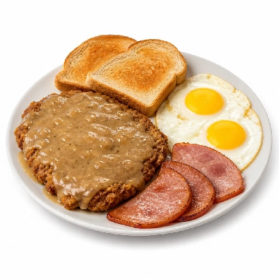 Black Bear Diner Breakfast Black Bear Standards Chicken Fried Steak & Eggs with Hash Browns and Toast