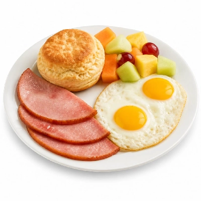 Black Bear Diner Breakfast Black Bear Standards Ham & Eggs Fruit Biscuit