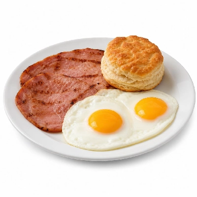 Black Bear Diner Breakfast Black Bear Standards Ham & Eggs with Country Potatoes and Biscuit