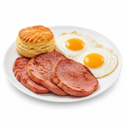 Black Bear Diner Breakfast Black Bear Standards Ham & Eggs with Hash Browns and Biscuit