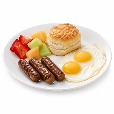 Black Bear Diner Breakfast Black Bear Standards Link & Eggs Fruit Biscuit