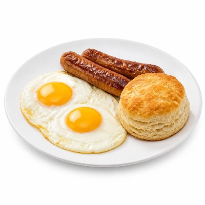 Black Bear Diner Breakfast Black Bear Standards Link Sausage & Eggs with Country Potatoes and Biscuit