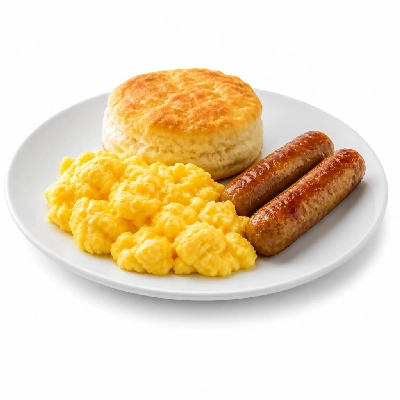 Black Bear Diner Breakfast Black Bear Standards Link Sausage & Eggs with Hash Browns and Biscuit