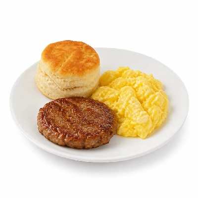 Black Bear Diner Breakfast Black Bear Standards Patty Sausage & Eggs with Hash Browns and Biscuit