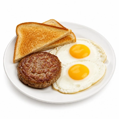 Black Bear Diner Breakfast Black Bear Standards Patty Sausage & Eggs with Hash Browns and Toast